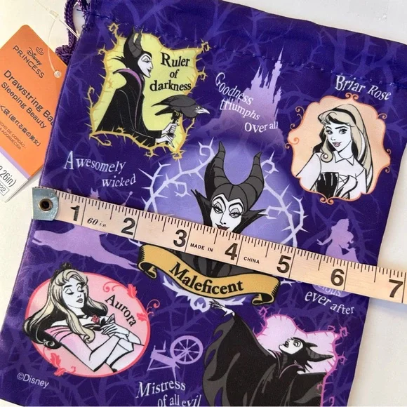 Disney Maleficent Purple Drawstring Cosmetic Bag, Evil Villains Cute Small Pouch - Picture 2 of 4